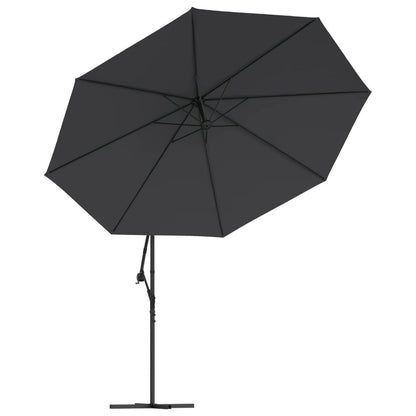Ombrellone a Sbalzo con Palo e Luci a LED Nero 350 cm | homemem39