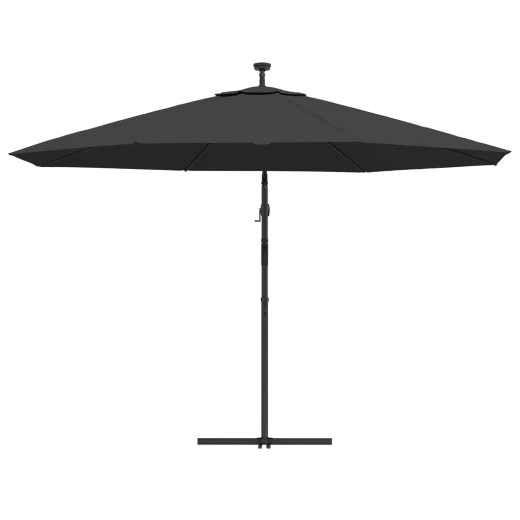 Ombrellone a Sbalzo con Palo e Luci a LED Nero 350 cm | homemem39