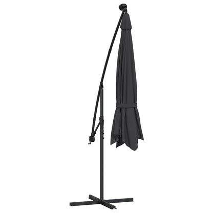 Ombrellone a Sbalzo con Palo e Luci a LED Nero 350 cm | homemem39