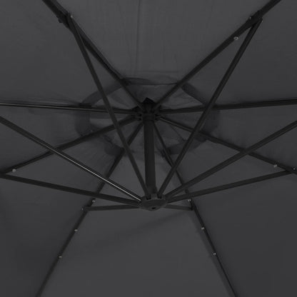 Ombrellone a Sbalzo con Palo e Luci a LED Nero 350 cm | homemem39