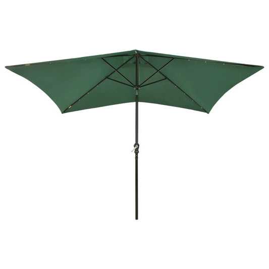 Ombrellone a Sbalzo con Palo in Acciaio e LED Verde 2x3 m - homemem39
