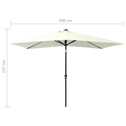 Ombrellone a Sbalzo con Palo in Acciaio e LED Sabbia 2x3 m - homemem39