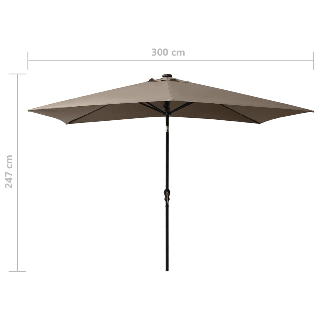 Ombrellone a Sbalzo con Palo in Acciaio e LED Tortora 2x3 m | homemem39