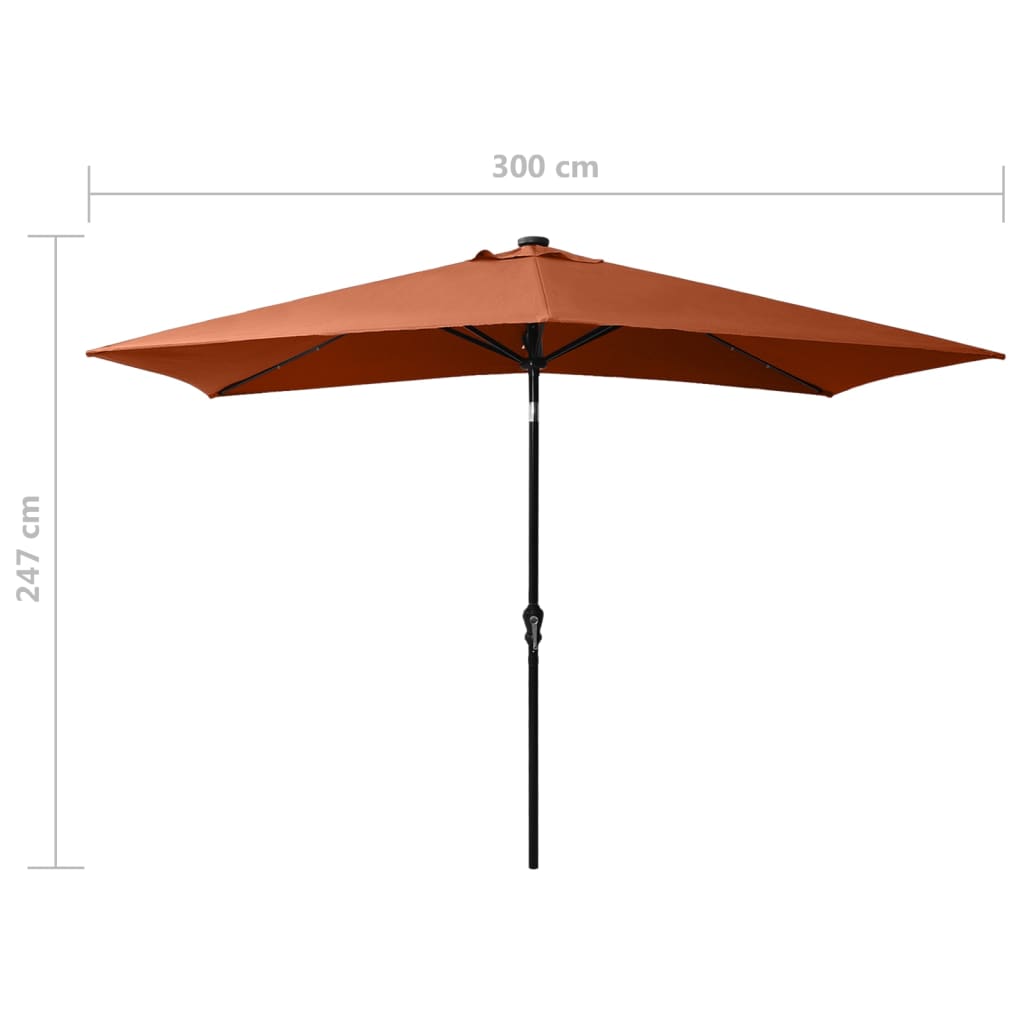 Ombrellone da Giardino con LED Palo in Acciaio Terracotta 2x3 m - homemem39