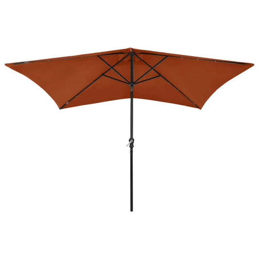 Ombrellone da Giardino con LED Palo in Acciaio Terracotta 2x3 m - homemem39