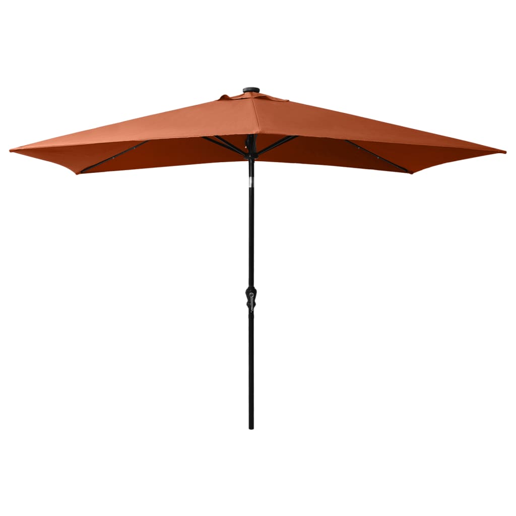 Ombrellone da Giardino con LED Palo in Acciaio Terracotta 2x3 m - homemem39