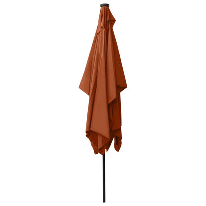 Ombrellone da Giardino con LED Palo in Acciaio Terracotta 2x3 m - homemem39
