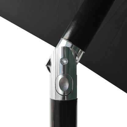 Ombrellone a Sbalzo con Palo in Acciaio e LED Nero 2x3 m - homemem39