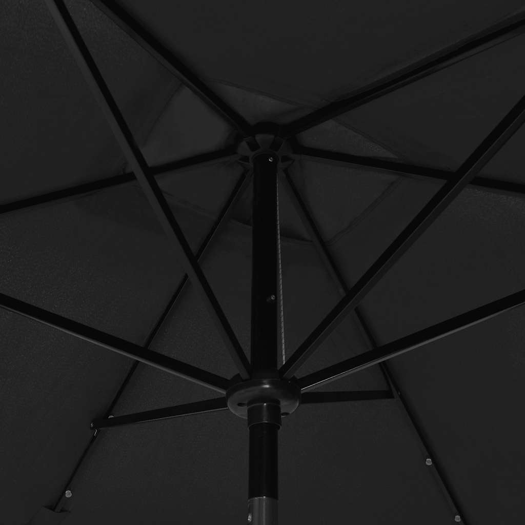 Ombrellone a Sbalzo con Palo in Acciaio e LED Nero 2x3 m | homemem39