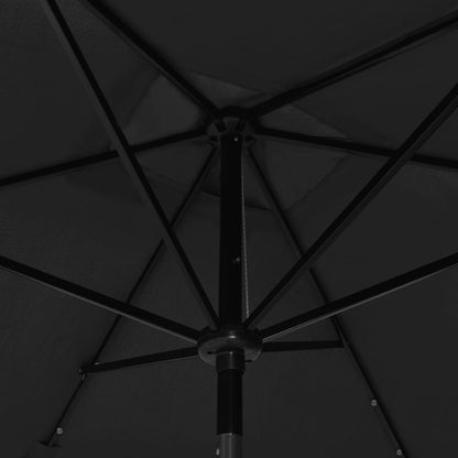 Ombrellone a Sbalzo con Palo in Acciaio e LED Nero 2x3 m - homemem39