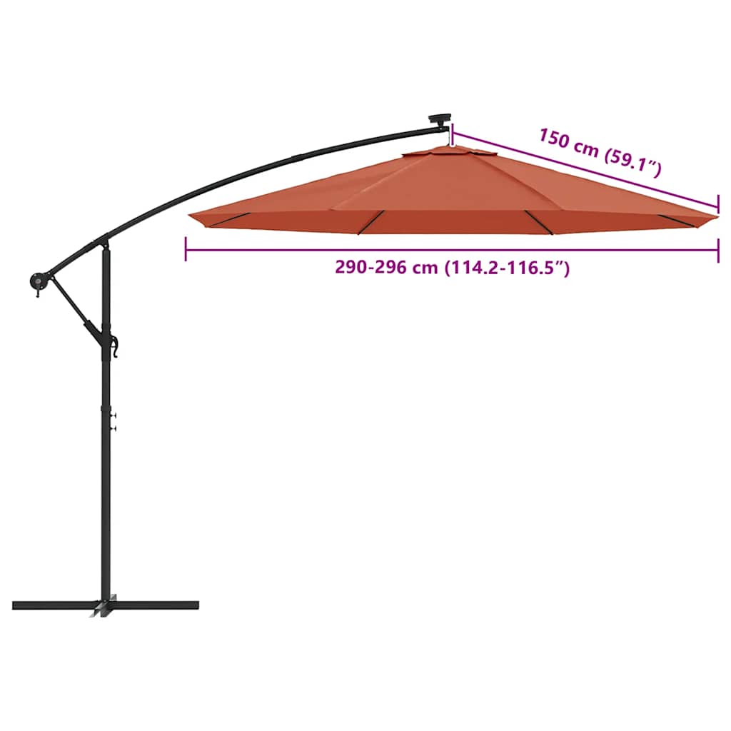 Telo di Ricambio per Ombrellone a Sbalzo Terracotta 300 cm | homemem39