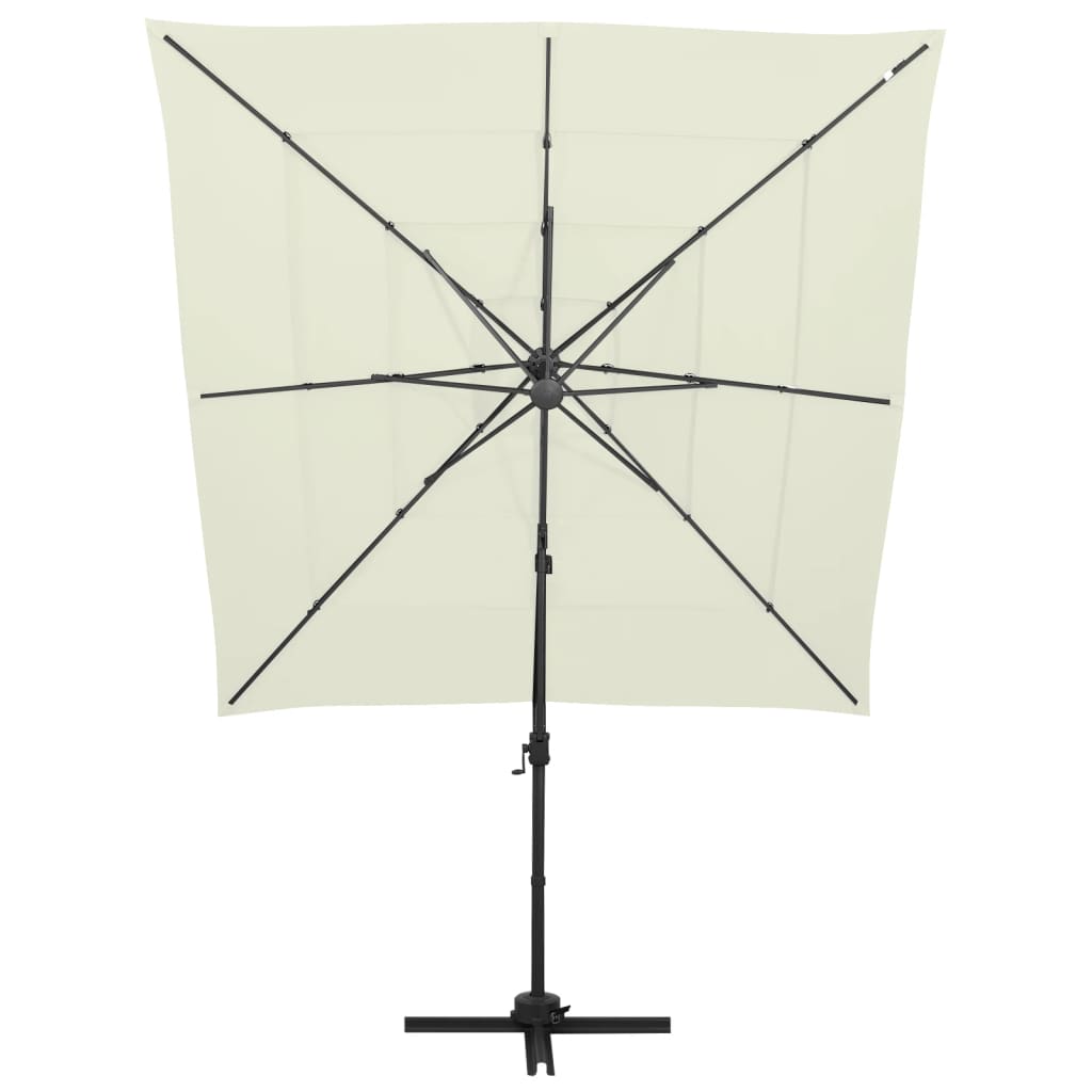 Ombrellone a Sbalzo 4 Livelli Palo Alluminio 250x250 cm Sabbia - homemem39