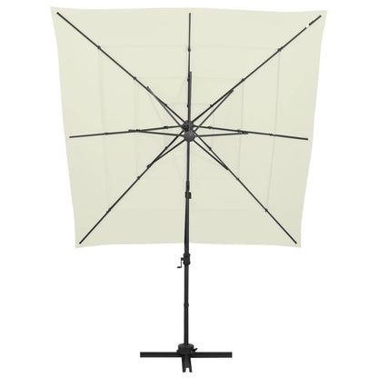 Ombrellone a Sbalzo 4 Livelli Palo Alluminio 250x250 cm Sabbia - homemem39