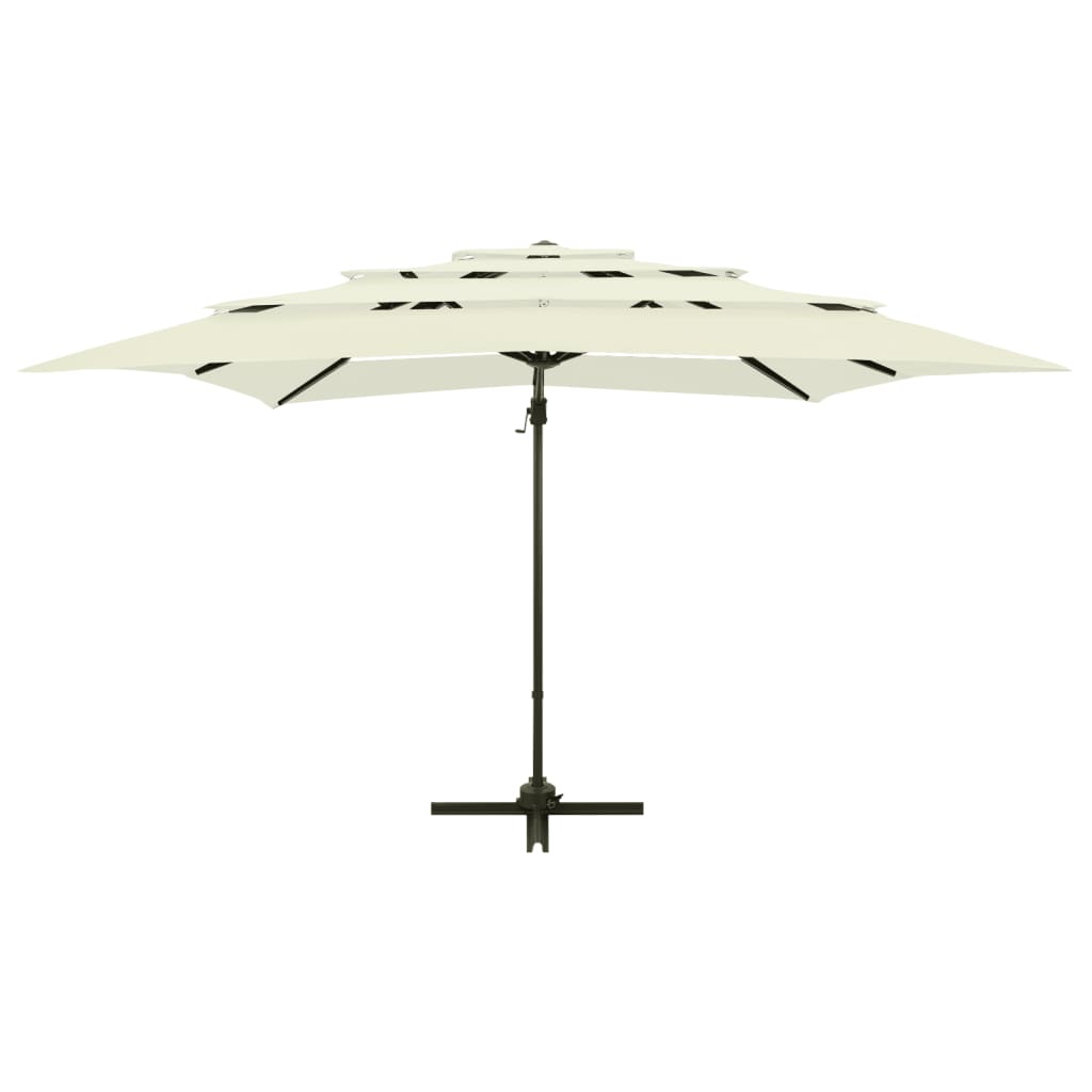 Ombrellone a Sbalzo 4 Livelli Palo Alluminio 250x250 cm Sabbia | homemem39