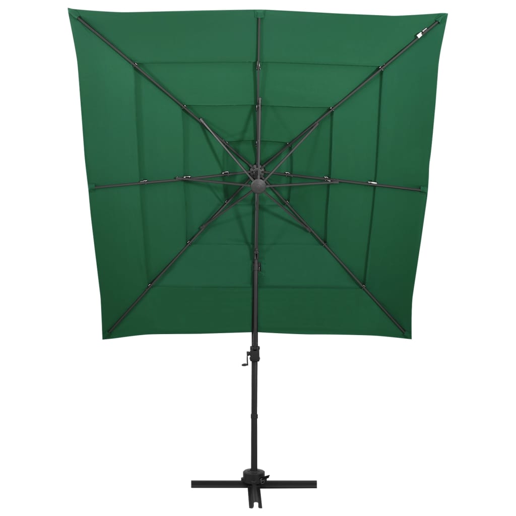 Ombrellone a Sbalzo 4 Livelli Palo Alluminio 250x250 cm Verde | homemem39