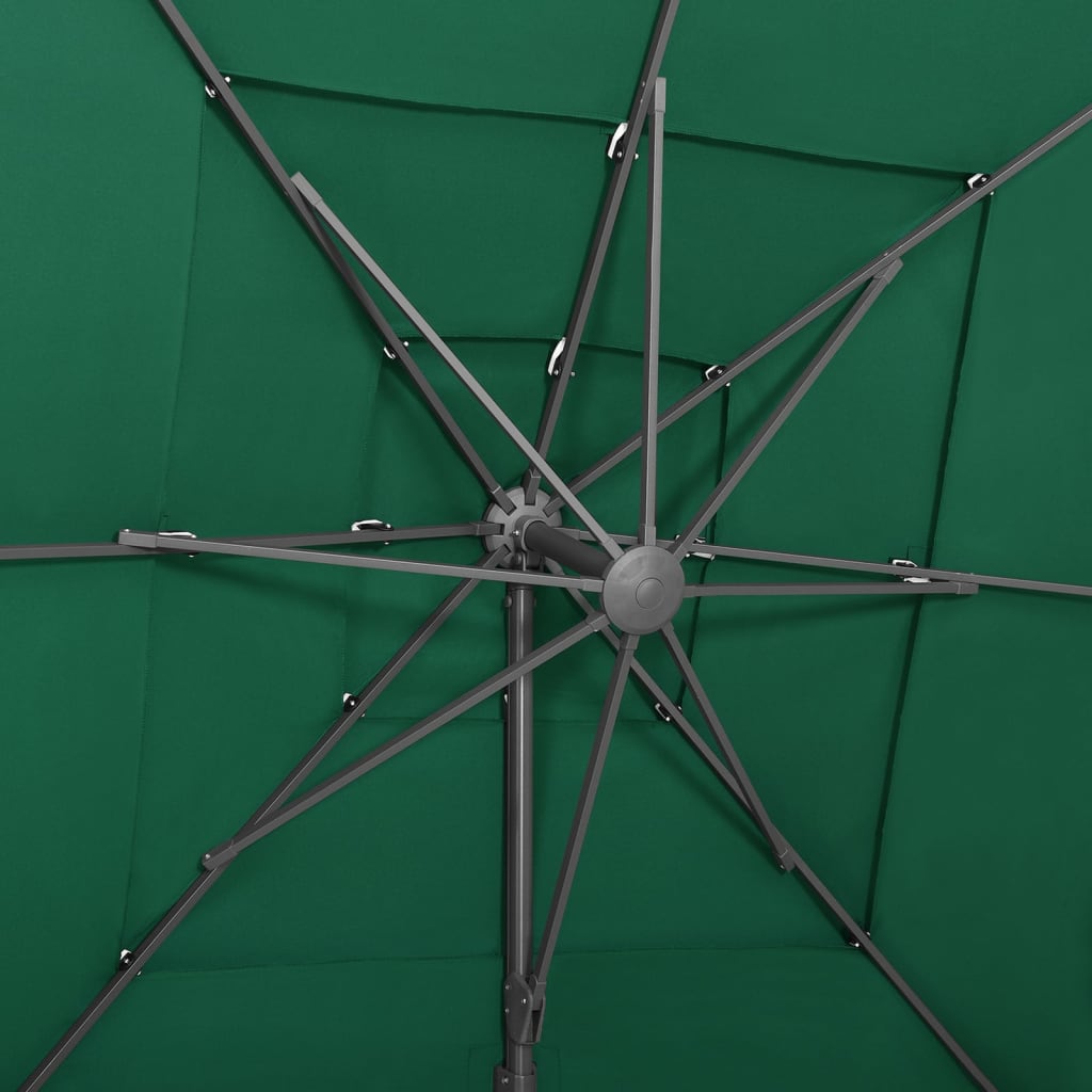 Ombrellone a Sbalzo 4 Livelli Palo Alluminio 250x250 cm Verde - homemem39