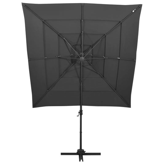 Ombrellone a 4 Livelli Palo in Alluminio 250x250 cm Antracite - homemem39