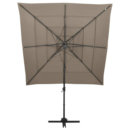 Ombrellone a Sbalzo 4 Livelli Palo Alluminio 250x250 cm Tortora | homemem39