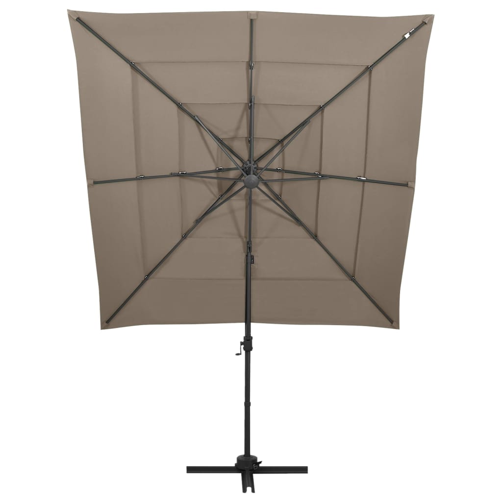 Ombrellone a Sbalzo 4 Livelli Palo Alluminio 250x250 cm Tortora - homemem39