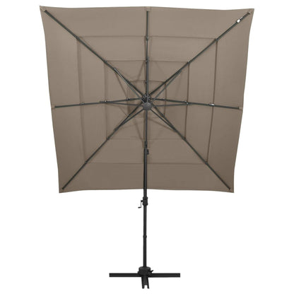 Ombrellone a Sbalzo 4 Livelli Palo Alluminio 250x250 cm Tortora - homemem39
