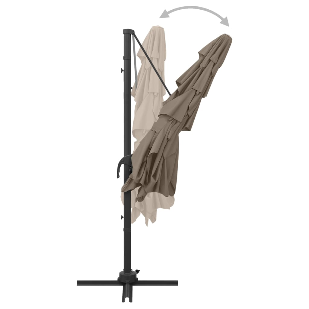 Ombrellone a Sbalzo 4 Livelli Palo Alluminio 250x250 cm Tortora - homemem39