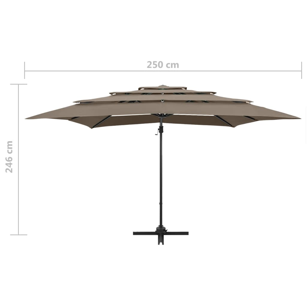 Ombrellone a Sbalzo 4 Livelli Palo Alluminio 250x250 cm Tortora - homemem39