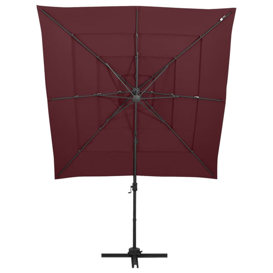 Ombrellone a 4 Livelli Palo in Alluminio 250x250 cm Bordeaux - homemem39