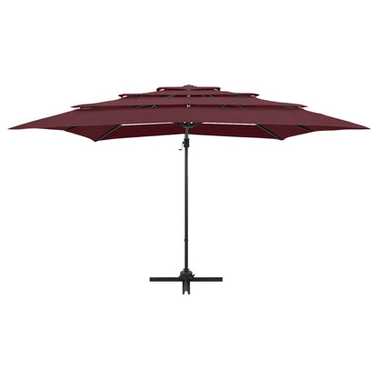 Ombrellone a 4 Livelli Palo in Alluminio 250x250 cm Bordeaux | homemem39