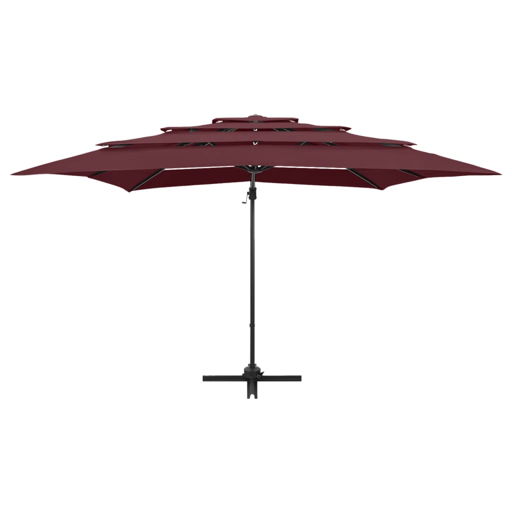 Ombrellone a 4 Livelli Palo in Alluminio 250x250 cm Bordeaux - homemem39