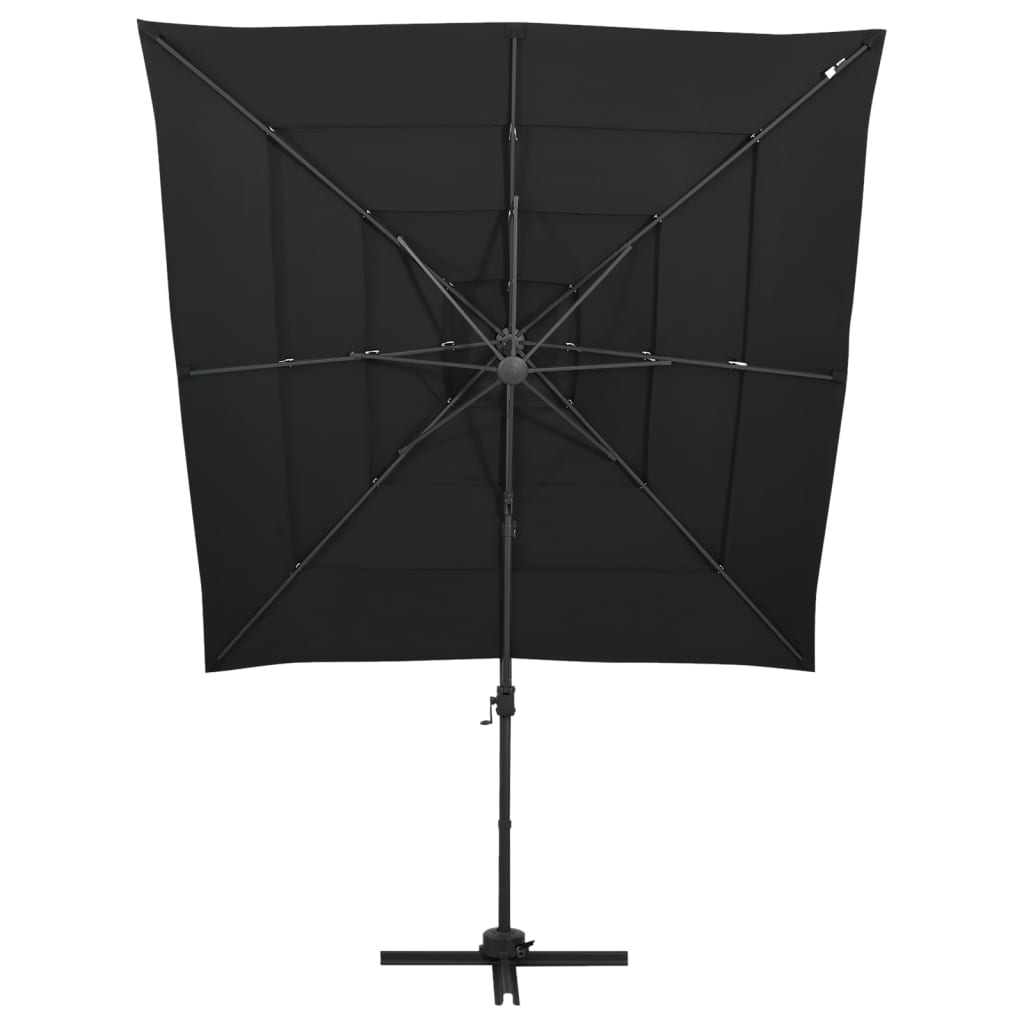 Ombrellone a Sbalzo a 4 Livelli Palo Alluminio 250x250 cm Nero - homemem39