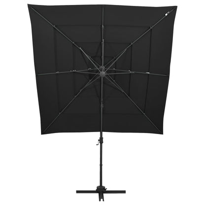 Ombrellone a Sbalzo a 4 Livelli Palo Alluminio 250x250 cm Nero - homemem39