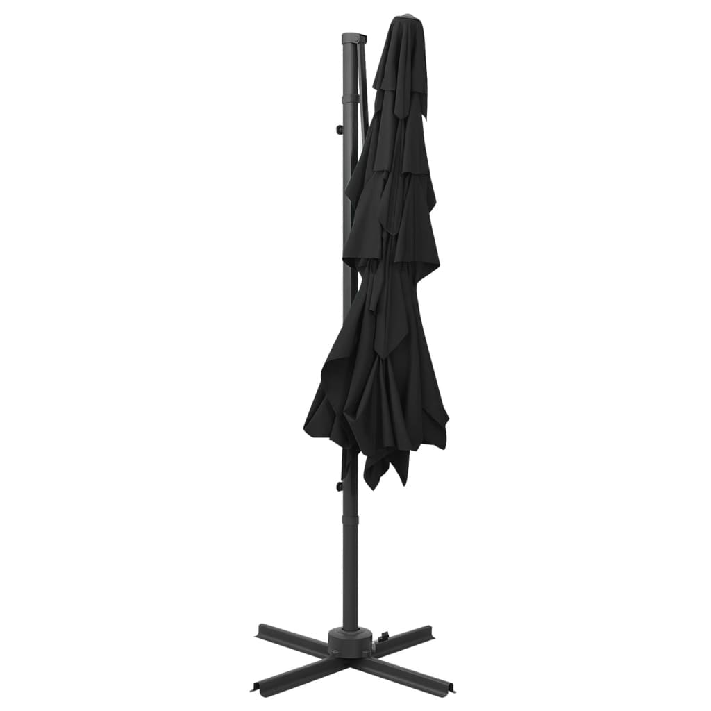 Ombrellone a Sbalzo a 4 Livelli Palo Alluminio 250x250 cm Nero - homemem39