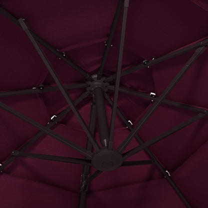 Ombrellone a Sbalzo 4 Livelli Palo in Alluminio 3x3 m Bordeaux - homemem39