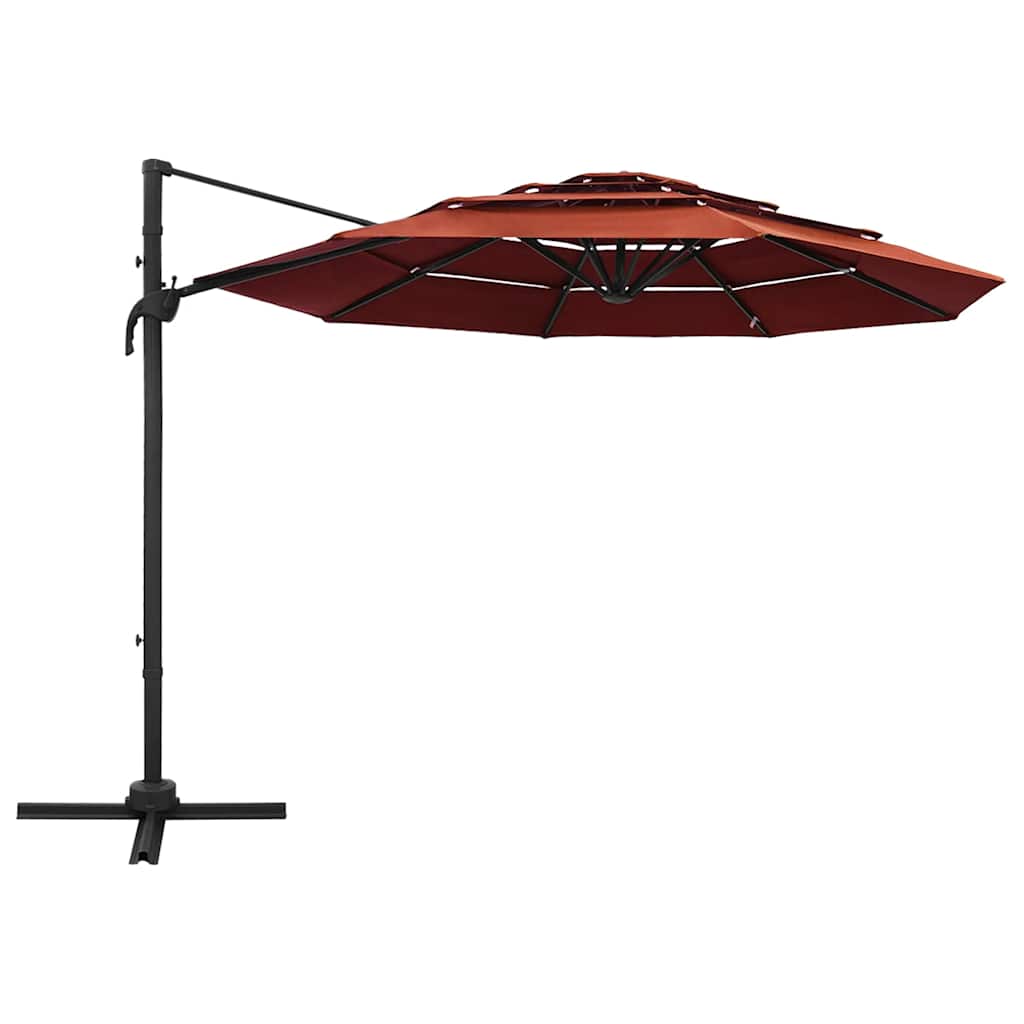 Ombrellone a Sbalzo 4 Livelli Palo in Alluminio 3x3m Terracotta | homemem39
