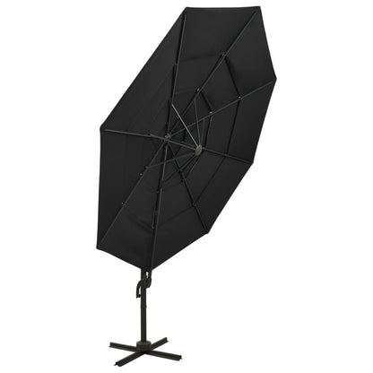 Ombrellone a Sbalzo a 4 Livelli Palo in Alluminio 3x3 m Nero - homemem39