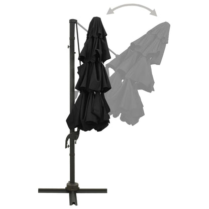 Ombrellone a Sbalzo a 4 Livelli Palo in Alluminio 3x3 m Nero | homemem39