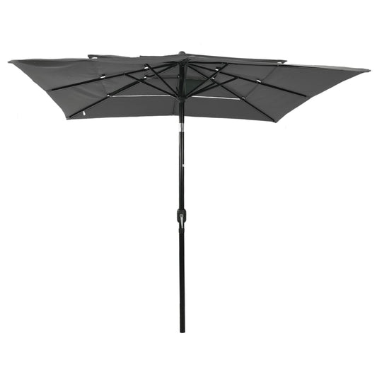 Ombrellone a 3 Livelli con Palo in Alluminio Antracite 2,5x2,5m | homemem39