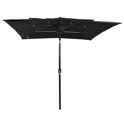Ombrellone a Sbalzo 3 Livelli Palo Alluminio 2,5x2,5 m Nero - homemem39