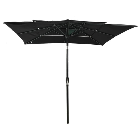 Ombrellone a Sbalzo 3 Livelli Palo Alluminio 2,5x2,5 m Nero - homemem39