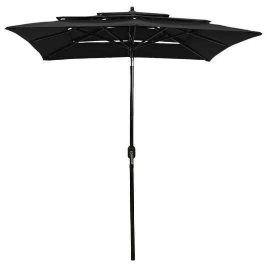 Ombrellone a Sbalzo 3 Livelli Palo Alluminio 2x2 m Nero - homemem39