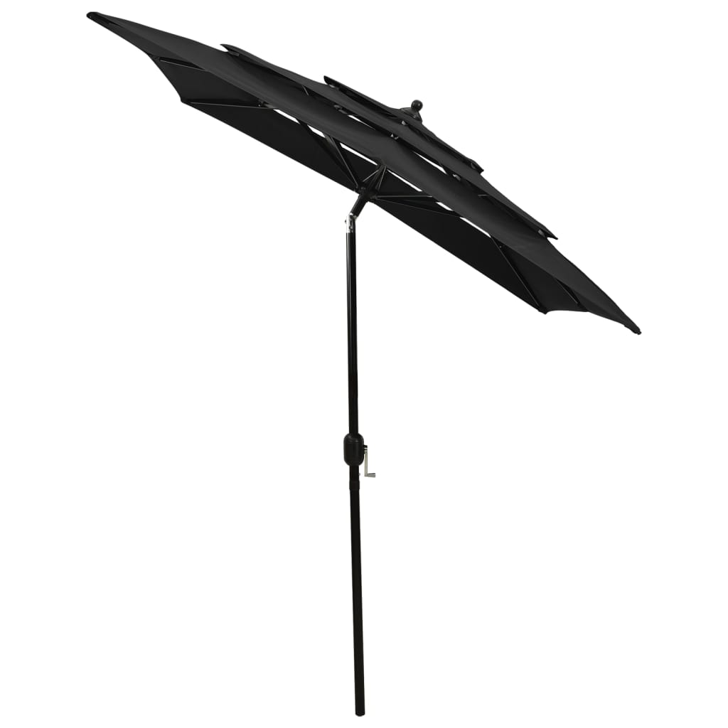 Ombrellone a Sbalzo 3 Livelli Palo Alluminio 2x2 m Nero | homemem39