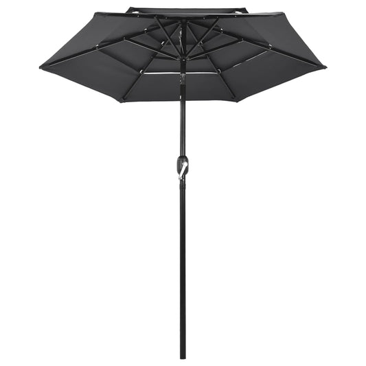 Ombrellone a 3 Livelli con Palo in Alluminio Antracite 2 m - homemem39