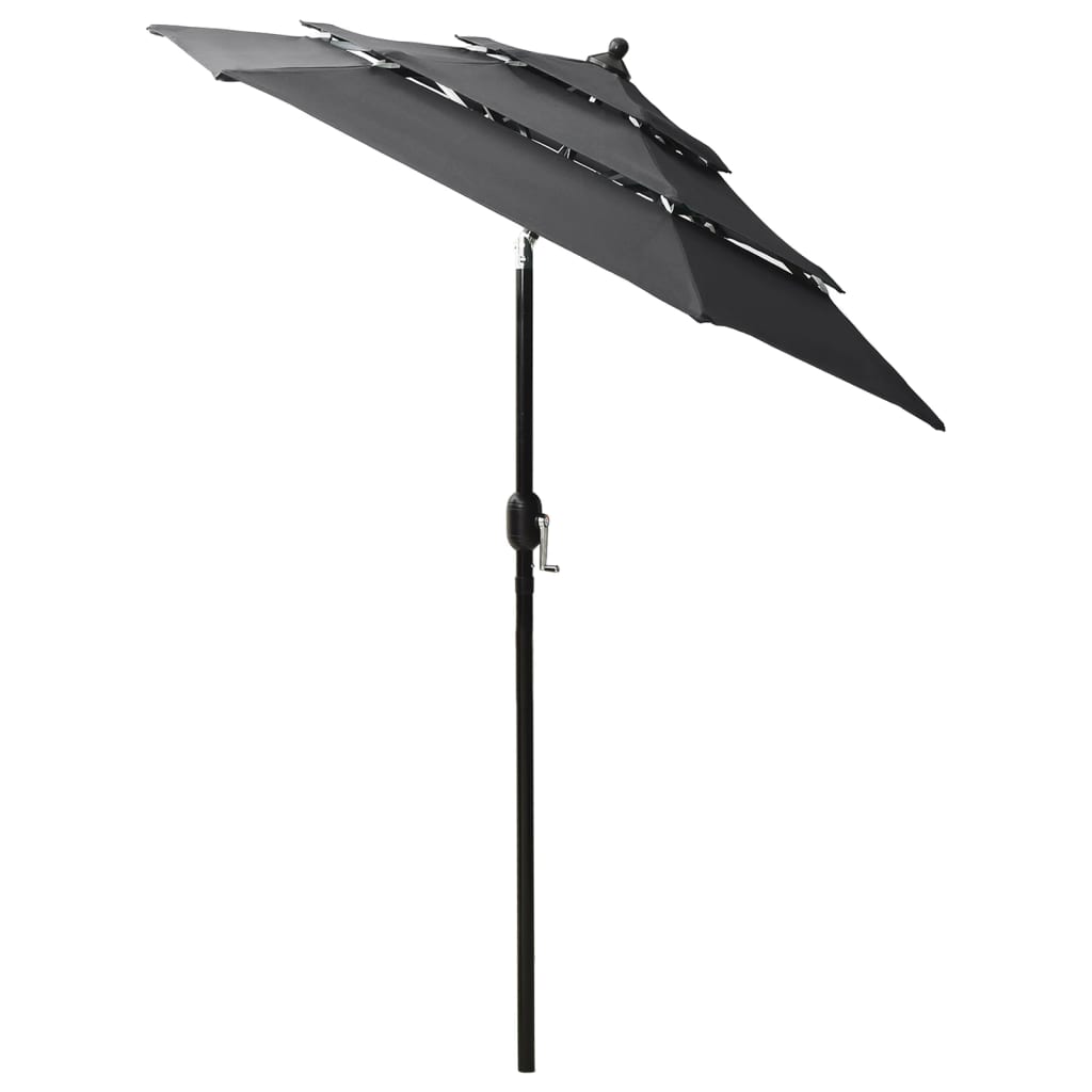 Ombrellone a 3 Livelli con Palo in Alluminio Antracite 2 m | homemem39
