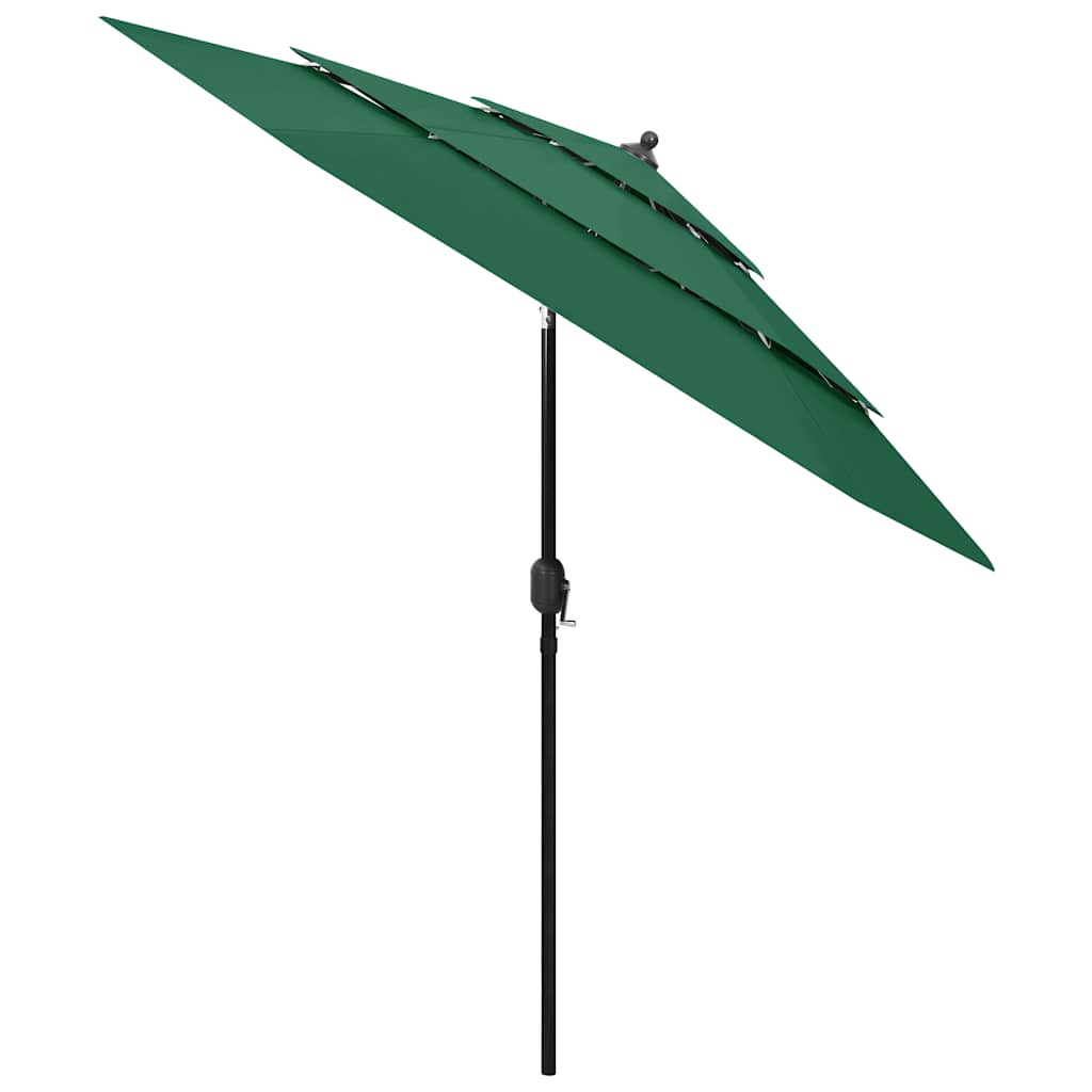 Ombrellone a 3 Livelli con Palo in Alluminio Verde 2,5 m | homemem39