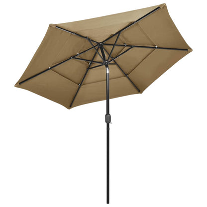 Ombrellone a 3 Livelli con Palo in Alluminio Tortora 2,5 m | homemem39