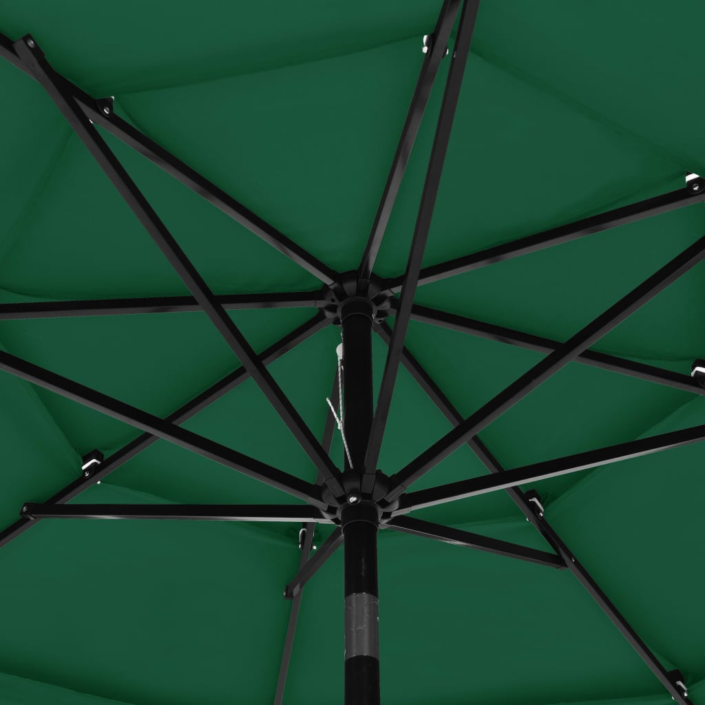 Ombrellone a 3 Livelli con Palo in Alluminio Verde 3 m | homemem39
