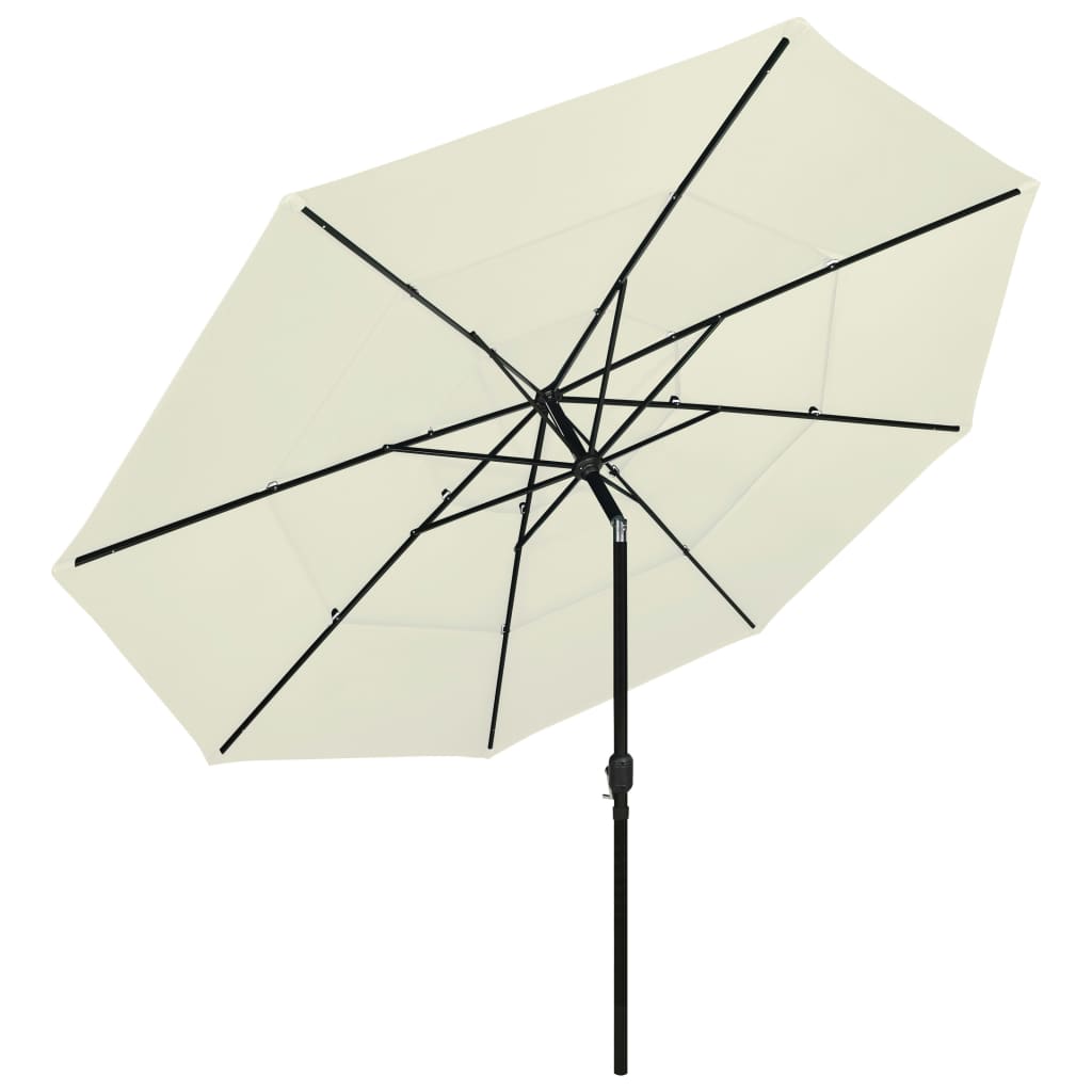 Ombrellone a 3 Livelli con Palo in Alluminio Sabbia 3,5 m | homemem39