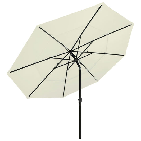 Ombrellone a 3 Livelli con Palo in Alluminio Sabbia 3,5 m | homemem39