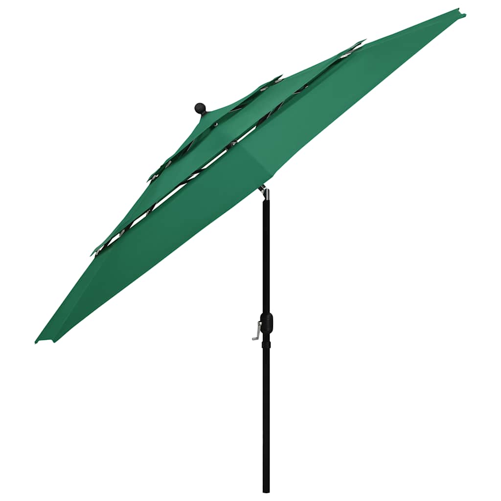 Ombrellone a 3 Livelli con Palo in Alluminio Verde 3,5 m | homemem39