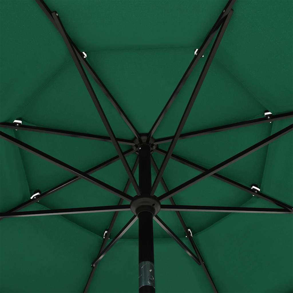 Ombrellone a 3 Livelli con Palo in Alluminio Verde 3,5 m | homemem39